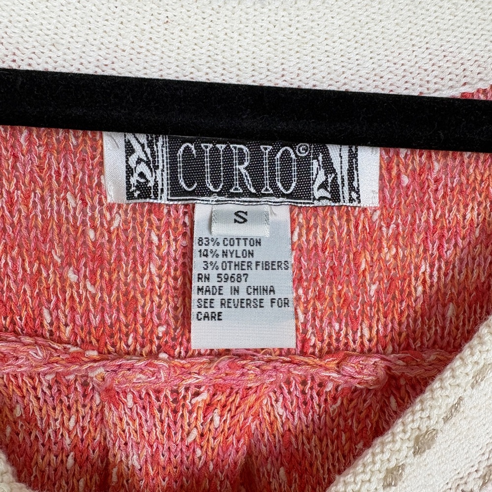 Curio Knit Sweater Jacket Small | Coral Bouclé Zip Front Boutique Jacket - Picture 5 of 6